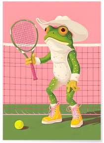 Affiche La grenouille au tennis | A3 : 29,7x42cm