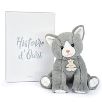 Peluche bébé chat - Gris - 18 cm