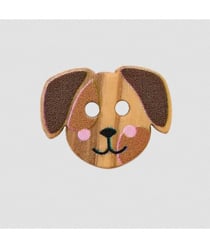 Bouton en bois motif animaux de la ferme 2 trous Prym – Ø 15 mm – Bois d’olivier naturel & design ludique 022 chien