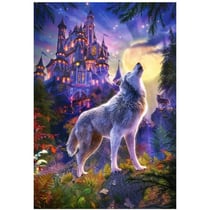 Puzzle l'appel du loup au clair de lune et le chateau 1000 pieces - collection animaux sauvages et paysage