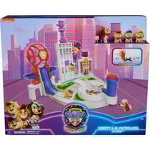 La super pat patrouille le film : le quartier general dans la ville mr hellinger + 4 figurines : pat patrouille junior + liberty - paw patrol tour de controle