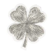 Ecusson thermocollant trèfle lurex argent 3cm x 2,5cm
