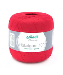 HAKELGARN 100 fil coton à crocheter - Grundl - certifié Oeko-Tex 127 Rouge