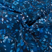 Tissu Popeline de Coton imprimé fleuris Digital Poppy Bleu