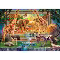Puzzle de retour de la savane : elephant zebre girafe tortue 4000 pieces - collection animaux savages - educa 19285