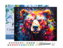 Peinture par Numéro Figured'Art avec Cadre - Ours Coloré Abstrait - Kit de Loisir Créatif DIY Numéro d'Art Complet - 40x50cm toile tendue sur châssis