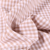 Tissu Rayures Petits carreaux 5 mm Beige