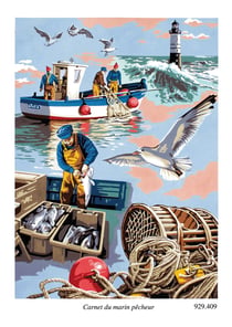 Canevas antique Carnet du marin pêcheur 45x60cm