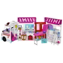 Coffret barbie ambulance et clinique - vehicule medical 2 en 1 - mattel - hkt79