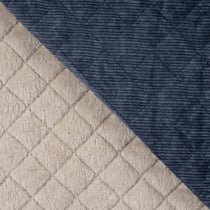 Tissu Velours Côtelé matelassé Ylona envers fausse fourrure uni Bleu marine