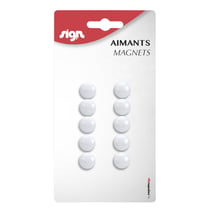 Lot De 10 Aimants Ronds Diamètre De 12 Mm - Blanc - Sign