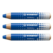 Lot de 3 crayons marqueurs effaçables - STABILO MARKdry - Bleu