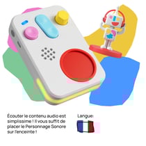 FABA+ Conteur d’histoires interactif, contenus audio pour enfants 0 - 10 ans, Personnage Sonore Faba•Me, routine du dodo et veilleuse, Jeu éducatif musical, version française