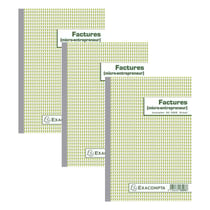 3 facturiers - Micro-entrepreneur - A5 - 50 feuilles - Sans TVA - Exacompta - 13293E