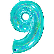 Ballon Géant Chiffre 9 Holographique Tiffany (102 cm)