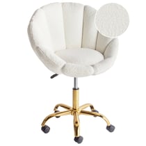 Chaise de Bureau Blanche en Bouclé Pivotante à Hauteur Réglable Bureau à Domicile Design Style Moderne