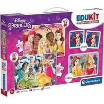 Edukit - Disney Princesses - Coffret apprentissage 4 en 1 - 2 puzzles, 1 mémo, 1 jeu de 6 cubes - Fabriqué en Italie