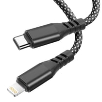 Moxie Câble USB-C vers Lightning 15W Charge et Synchronisation en Nylon Tressé 2m Noir