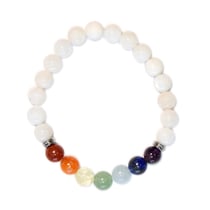 Bracelet 7 Chakras Pierre de lune Perles rondes 8 mm - Omsaé