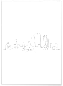 Affiche Line Art Barcelone | A3 : 29,7x42cm