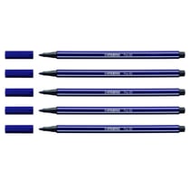 Lot de 5 feutres de dessin - Pointe ogive moyenne 1 mm - STABILO - Bleu de Paris - PEN 68