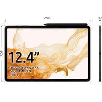 Samsung Galaxy Tab S8+ - tablette android, écran 12.4 pouces (31.5 cm), WiFi 6 / Bluetooth 5.2 + RAM 8 Go + stockage 128 Go + caméra principale 13 mpx + batterie 10090 mAh + Snapdragon 8 Gen 1 - gris