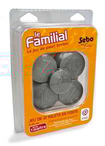 Jeu de 12 palets + 1 maître en fonte réglementaire breton, n° de 7 à 12 - Sebo