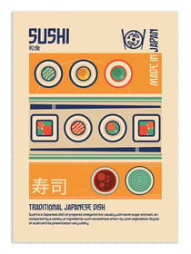 Affiche 50 x 70 cm -  Sushi Japanese Food Print - Retrodrome