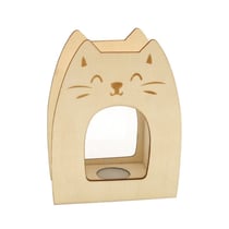 Tirelire en bois chat avec fenêtre 11 x 5 x 14 cm