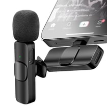 Avizar Lot de 2 Micro Cravate Sans Fil USB-C Lightning avec Réduction Bruit Portée 20m Noir