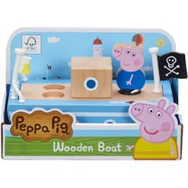 Le bateau en bois de peppa pig - 1 figurine - giochi preziosi - monde miniature