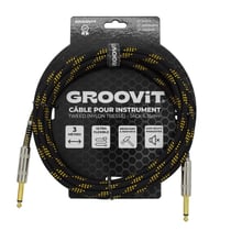 CABLE JACK 6.35 D/D - 3M - NYLON TRESSÉ NOIR & OR - GROOVIT®