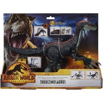 Coffret dinosaure therizinosaurus 40 cm - articulé + bruitage attaque - dino dominion - jurassic world - mattel gwd65