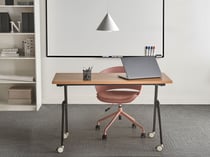 Bureau Pliant Marron et Noir Structure en Métal Rectangulaire à Roulettes Mobile 120 x 60 cm Style Moderne