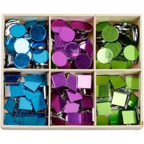 Mosaïques miroirs, dim. 15 mm, ép. 2 mm, 300 pièces/ 1 Pq.