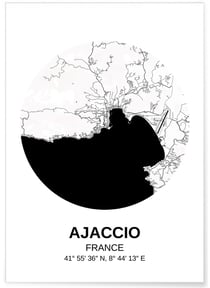 Affiche Carte Ajaccio | A3 : 29,7x42cm