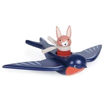 Hirondelle et son ami lapin en bois
