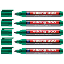 Lot de 5 marqueurs permanents - EDDING - 300 - Pointe ronde 1,5-3 mm - Vert