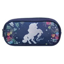 Trousse scolaire rectangulaire Cybel Cheval Licorne Bleu Fleurs - BAGTROTTER