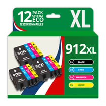 123CONSOMMABLES - 912XL - Pack de 12 Cartouches d'encre compatibles HP 912XL pour HP OfficeJet Pro 8022 8023 8024 8025 8030 et HP Officejet 8010 8012 8015 - 123CONSOMMABLES