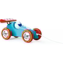 Voiture de course a trainer turquoise et rouge