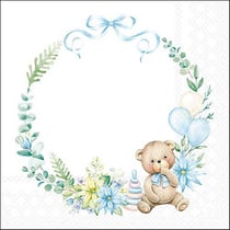 Lot de 4 serviettes en papier découpage collage 33 cm NAISSANCE BEBE BLEU