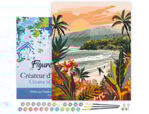 Peinture par Numéro Figured'Art avec Cadre - Plage tropicale - Kit de Loisir Créatif DIY Numéro d'Art Complet - 40x50cm toile tendue sur châssis