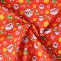 Tissu Coton imprimé Giulia père Noël pop sur fond Rouge - Au mètre
