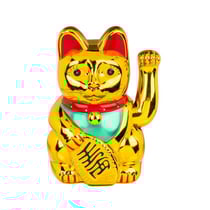 Chat Maneki Neko - Porte-bonheur - doré - 20 cm