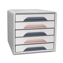 Bloc de classement 5 tiroirs standards Smoove Blanc gris et rose - CEP
