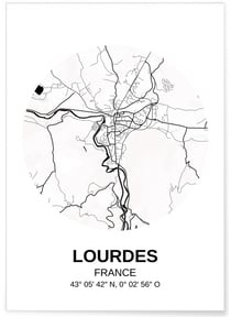 Affiche Carte Lourdes | A3 : 29,7x42cm