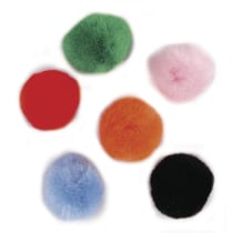 Pompons, assorties, 10 mm, 65 pces
