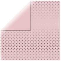 Papier scrapbooking "Silver Foil Dots", rose tendre, 30,5x30,5cm, 180g / m² - lot de 15 feuilles