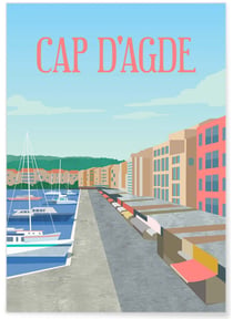 Affiche ville Cap d'Agde | A3 : 29,7x42cm